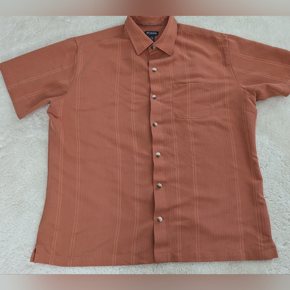 Van Heusen Men's Terracotta Button-Down Shirt Size Large 16/16.5